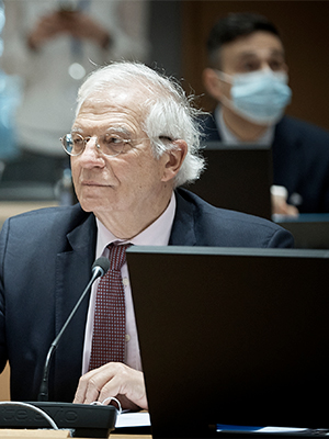 High Representative Joseph Borell during a virtual meeting with the Ministers of Foreign Affairs in May 2020